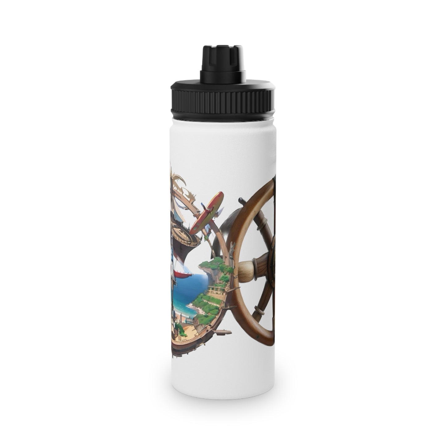 Nautical Helm Stainless Steel Water Bottle, Sports Lid