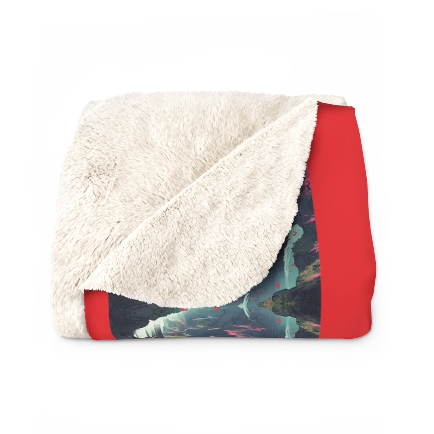 Artzy Scenic Red Sherpa Fleece Blanket