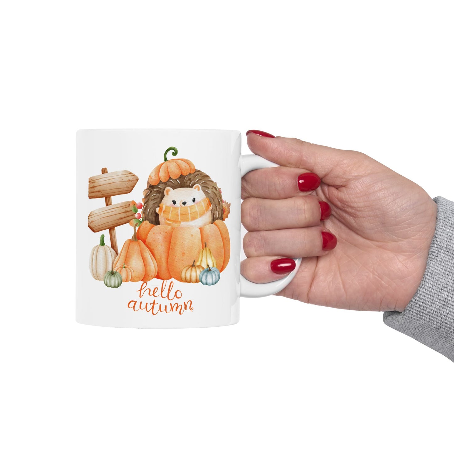 Journeys Hello Autumn Seasons of Change Ceramic Mugs, Gifts for Pet Lovers, Mugs for Cute Animal Lovers, Cute Seasonal Mugs, Mug for All Occasions, Thanksgiving Mug