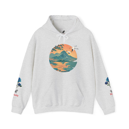 Japanese Blue Roses Landscape Unisex Heavy Blend™ Hooded Sweatshirt