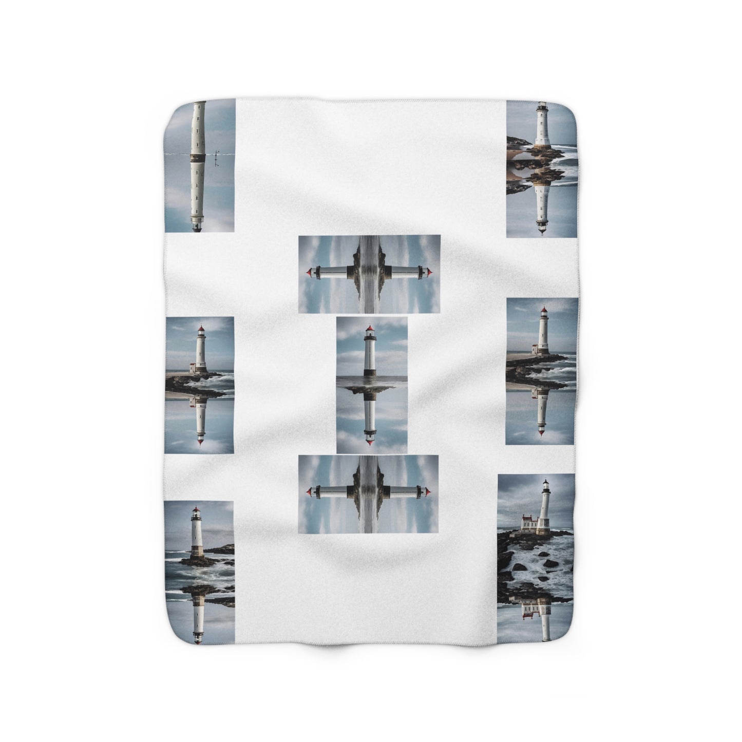 Matiby Lighthouse White Sherpa Fleece Blanket