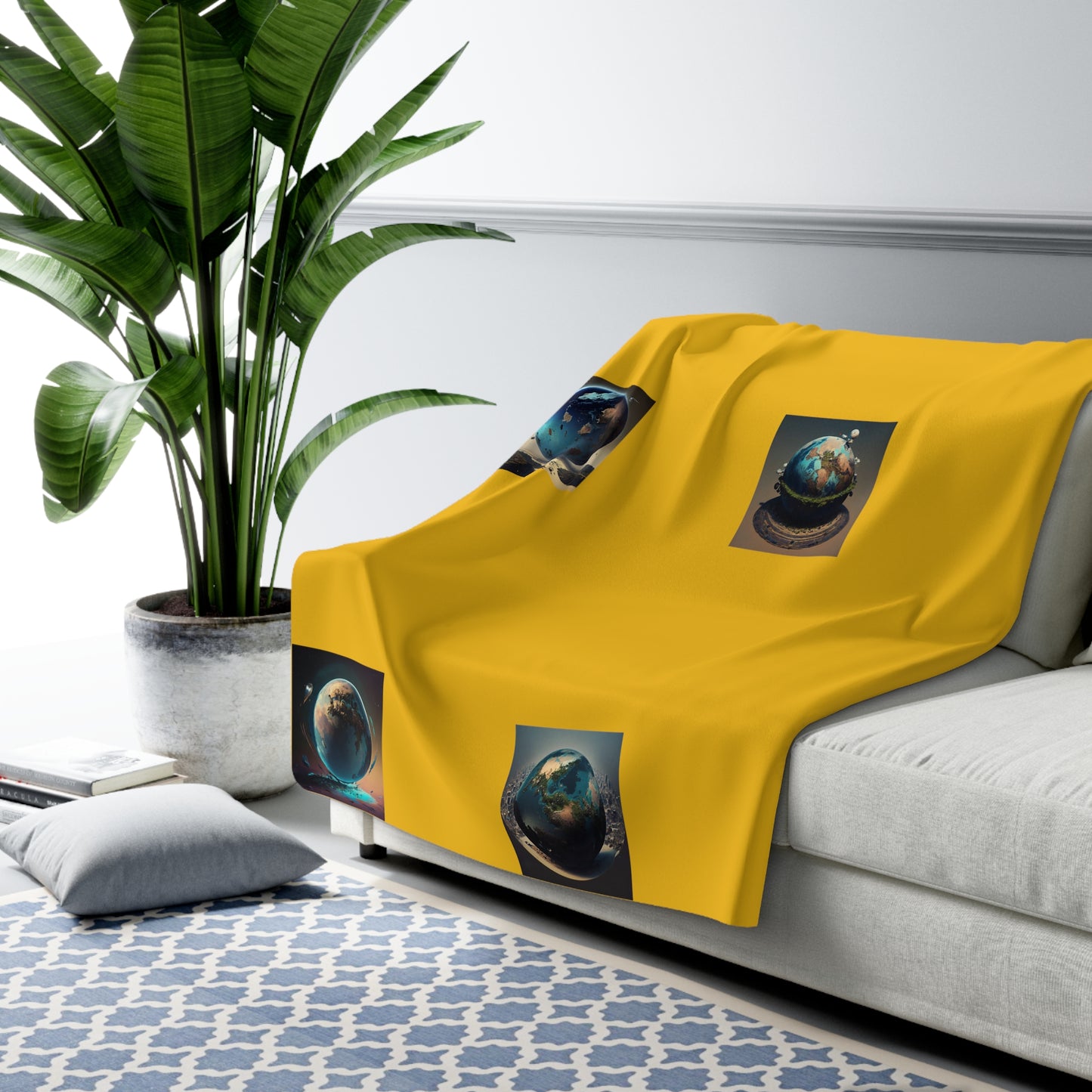 Matiby MEK Yellow Sherpa Fleece Blanket