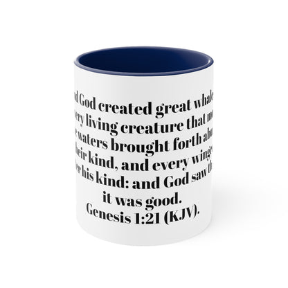 Bible Speaks Gen 1:21 Accent Mug, 11oz