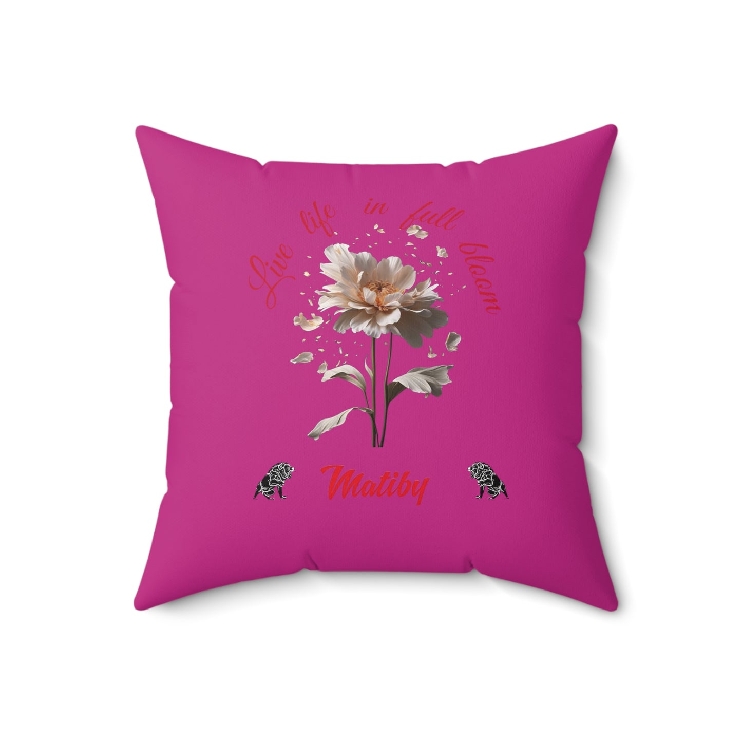 Pink Matiby Flower Spun Polyester Square Pillow