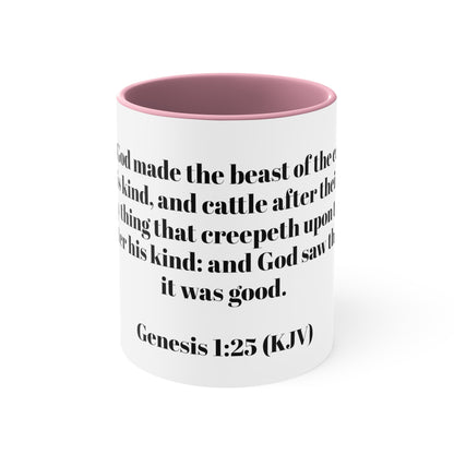 Bible Speaks Gen 1:25 Accent Mug, 11oz