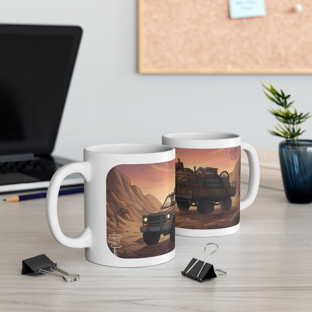 Adventure 4x4 Trucks #20, Wrangler Cowboy Ranchers On The Go White Ceramic Mug — Find Your Path To The Essentials Cup (11oz & 15oz)