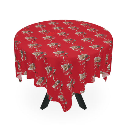 Matiby Dark Red Flower Tablecloth