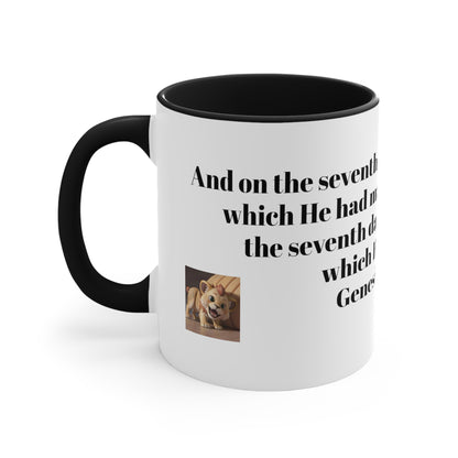 Bible Speaks Gen 2:2 Accent Mug, 11oz