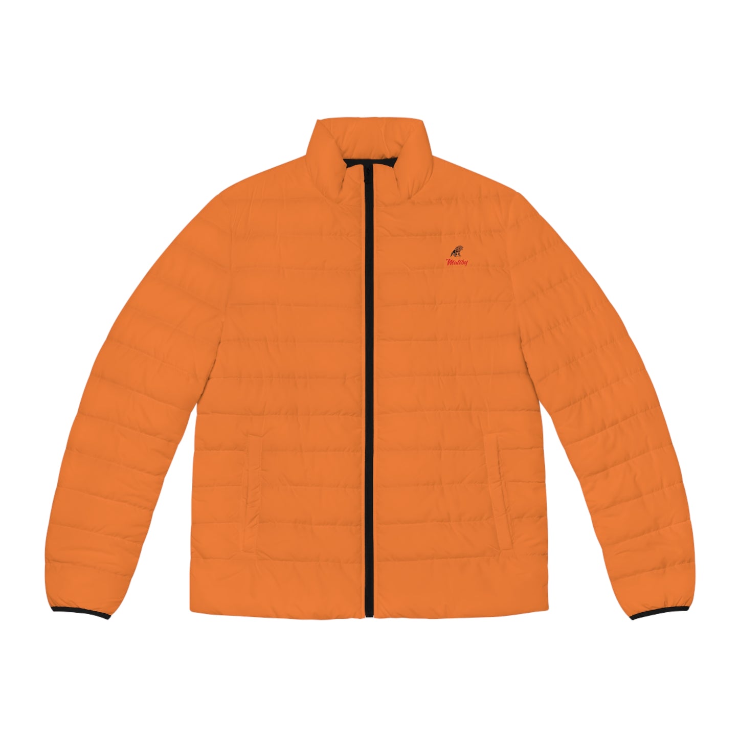 Men's Light Orange Puffer Jacket (AOP)