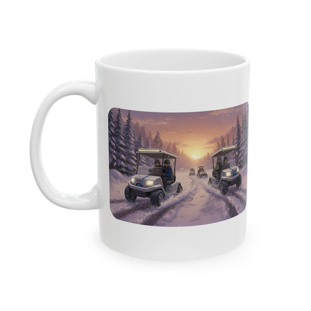 Anime Golf Cart Winter Racing Adventures #1 White Ceramic Mug — Find Your Path To The Essentials Cup (11oz & 15oz)