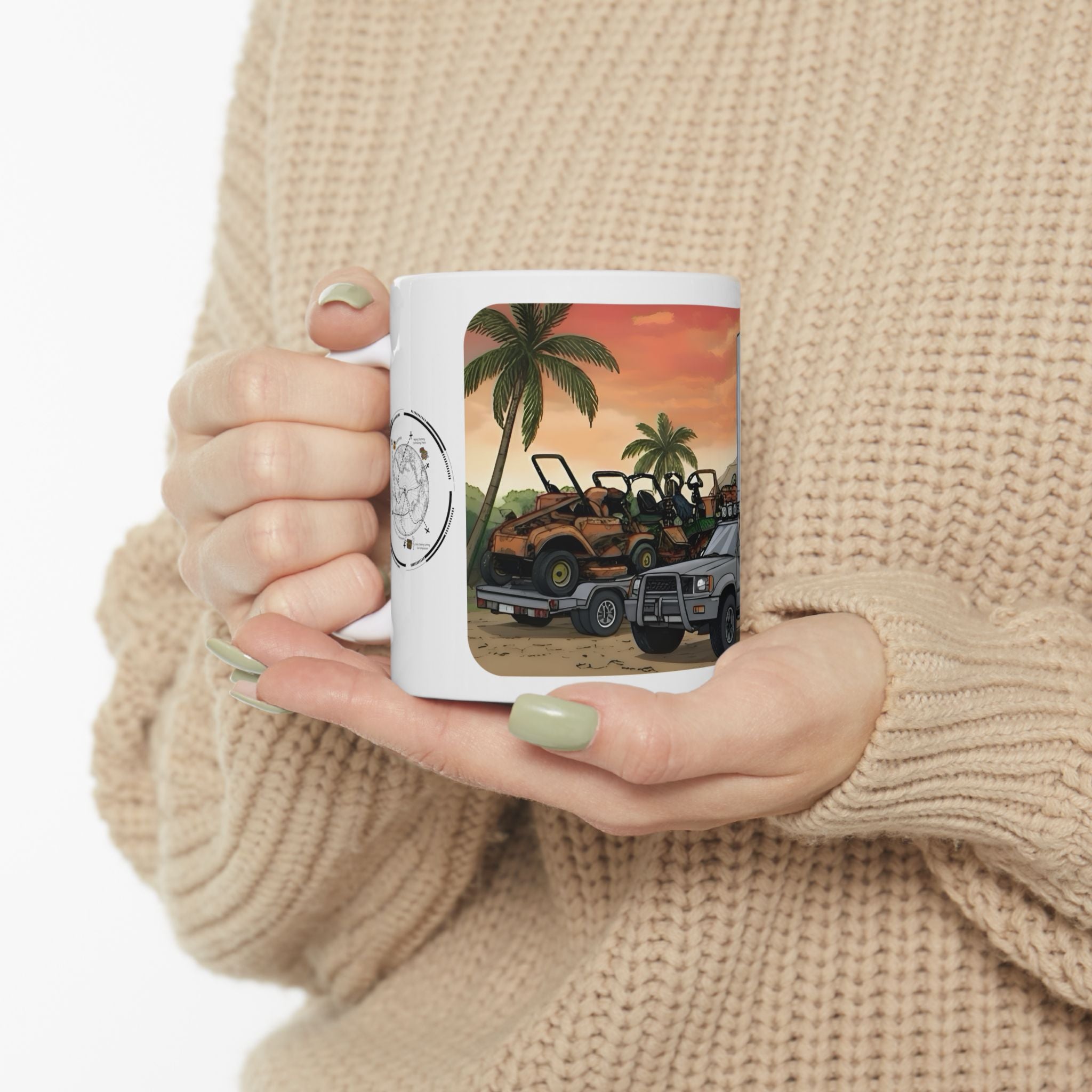 Sunshine State Pickup Trucks #11 Girls' Lawn Mower Hauler White Ceramic Mug – Celebrating Companionship, Creativity & Life’s Little Wonders Cup (11oz/15oz)