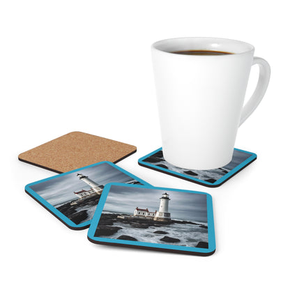 Matiby Lighthouse Turquoise Corkwood Coaster Set