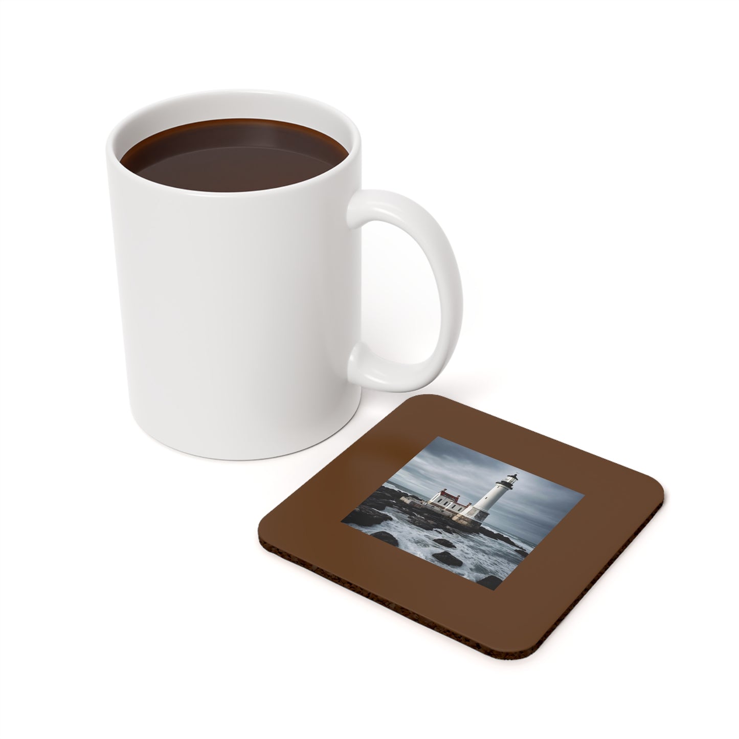 Matiby Lighthouse Brown Cork Back Coaster