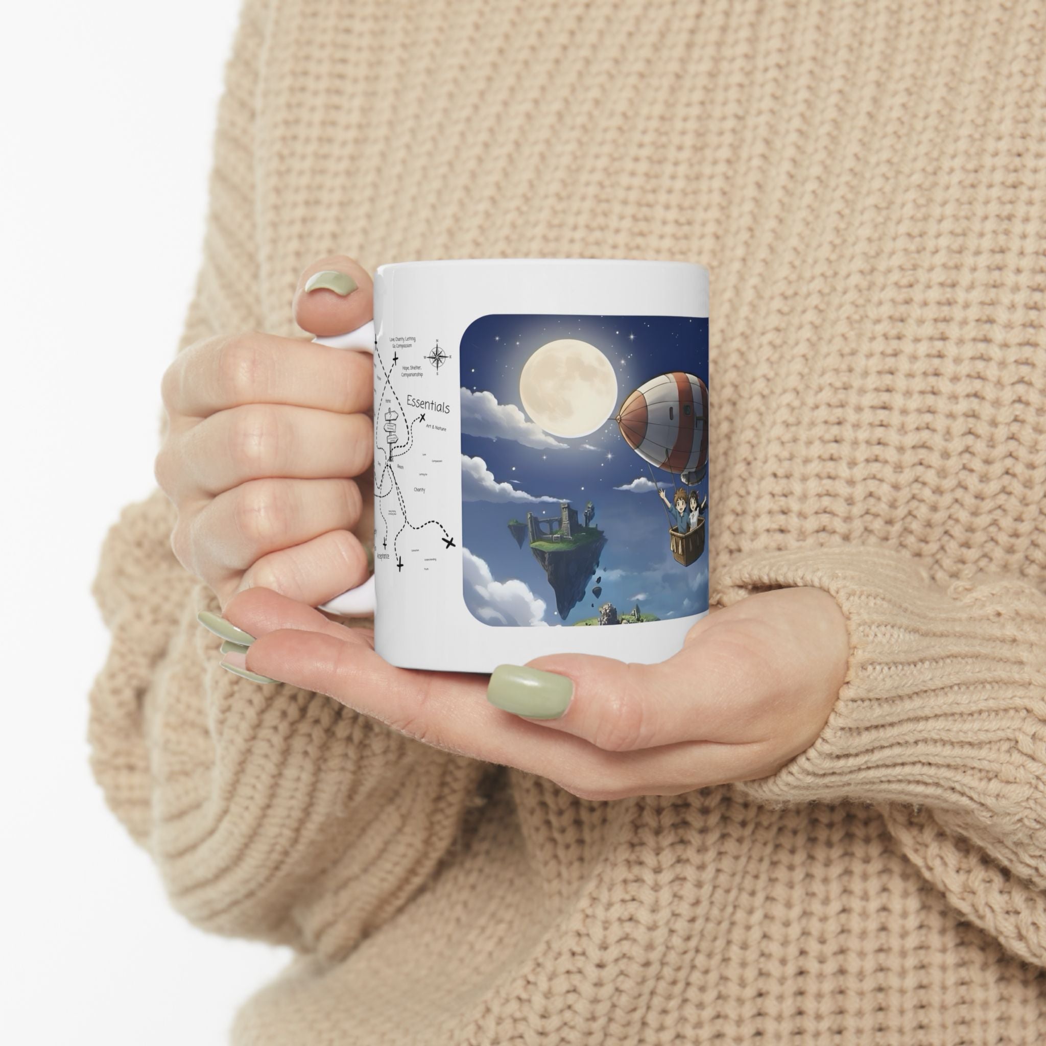 Hot Air Balloon Adventure #5 White Ceramic Mug — True Wealth, Adventure, & Creativity Cup (11oz/15oz)