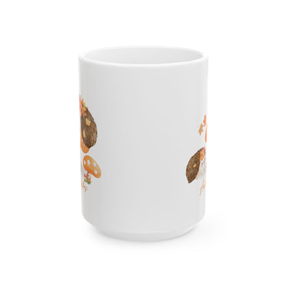 Journeys Cute Hedgehog Autumn Vibes Gift Ceramic Mugs, Gifts for Pet Lovers, Mugs for Hedgehog Lovers, Cute Seasonal Mugs, Mug for All Occasions, Thanksgiving Mug