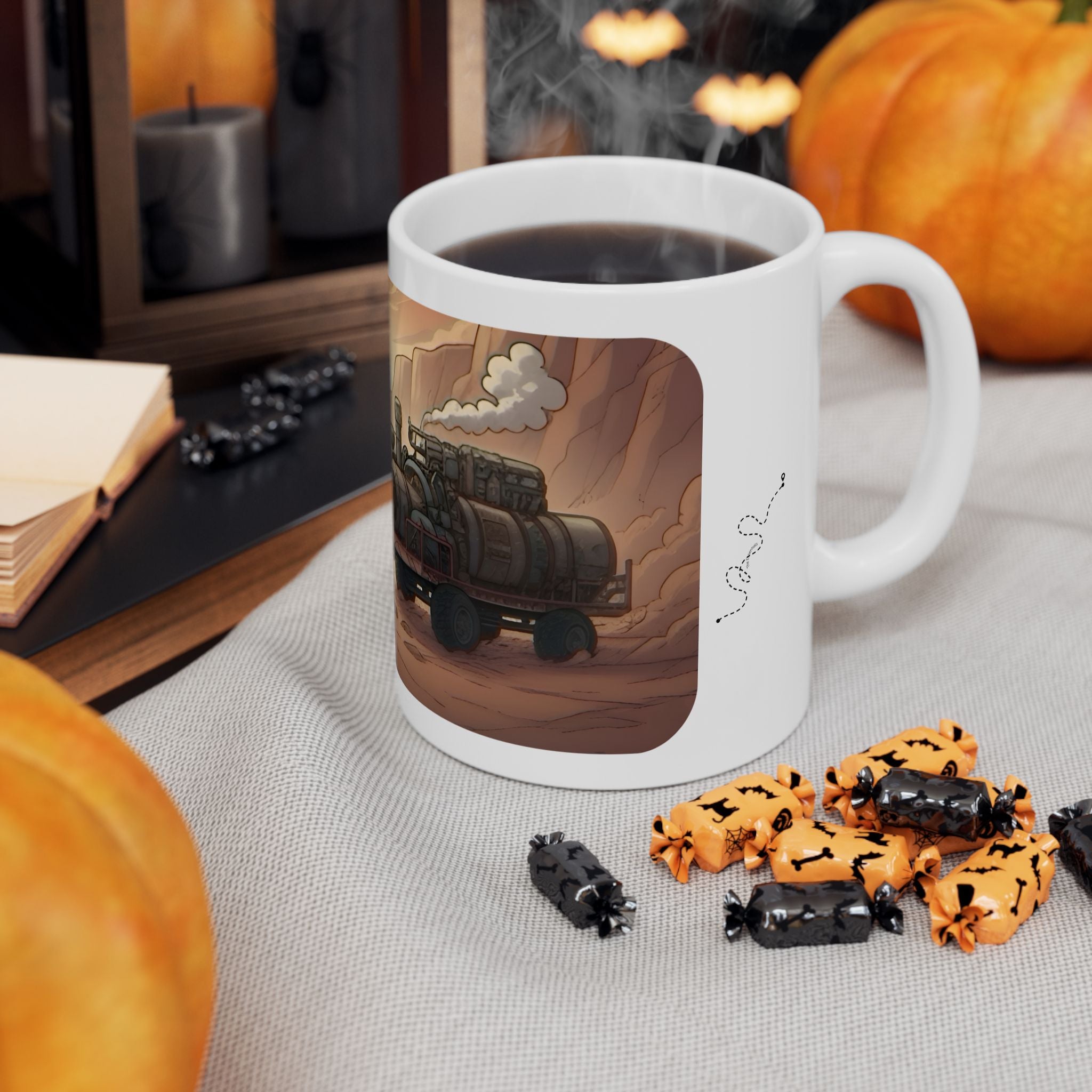 Adventure 4x4 Trucks #52, Chic Mechanic On The Haul White Ceramic Mug — Find Your Path To The Essentials Cup (11oz & 15oz)