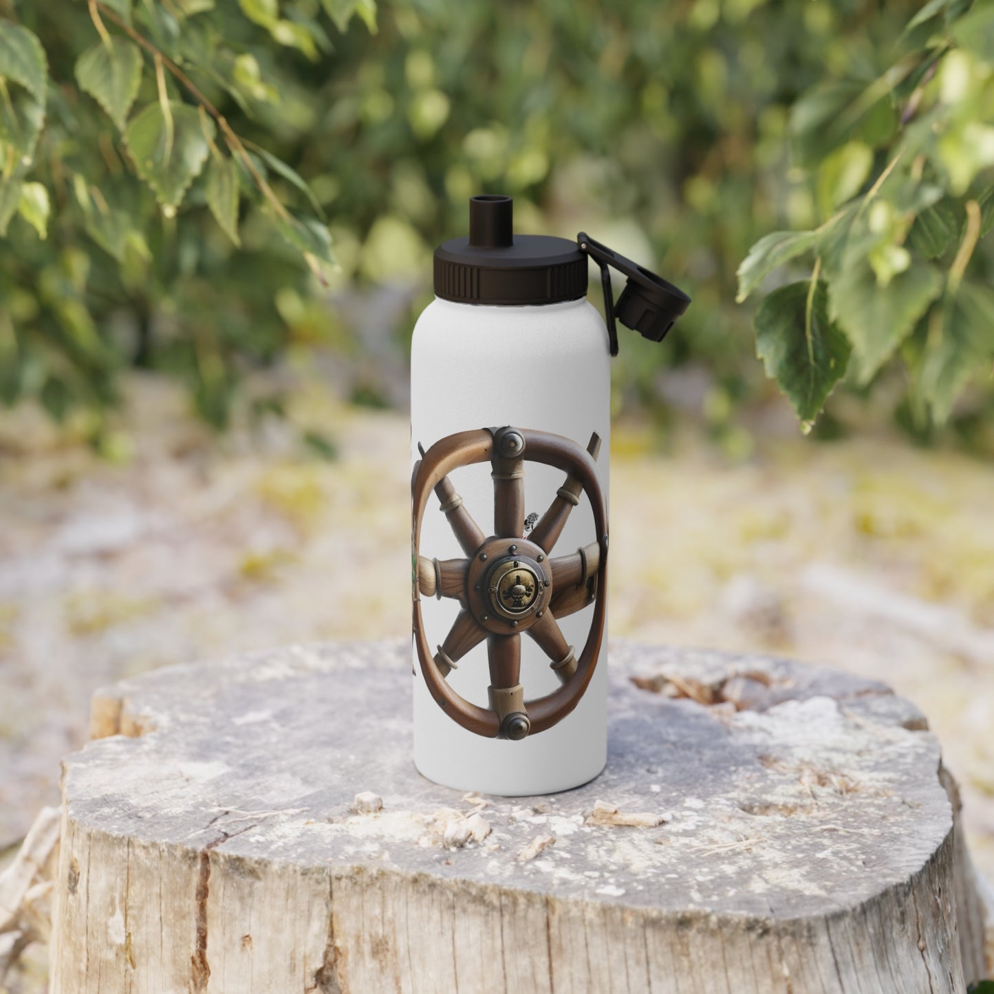 Nautical Helm Stainless Steel Water Bottle, Sports Lid