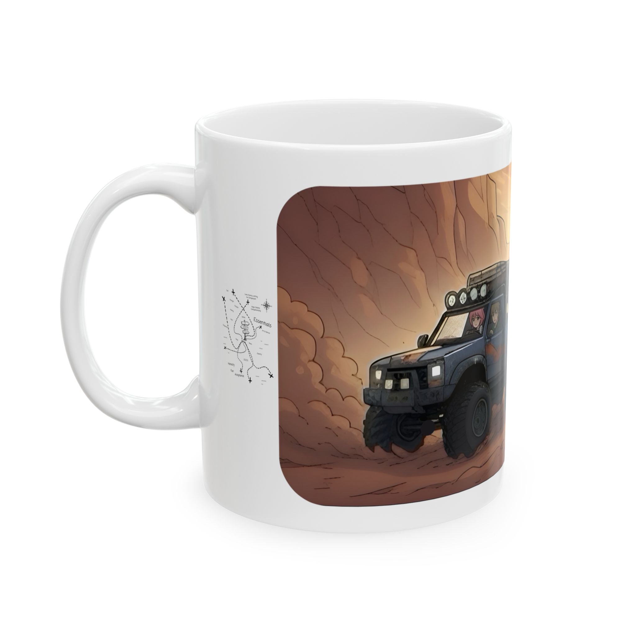 Adventure 4x4 Trucks #53, Grain Haulers White Ceramic Mug — Find Your Path To The Essentials Cup (11oz & 15oz)
