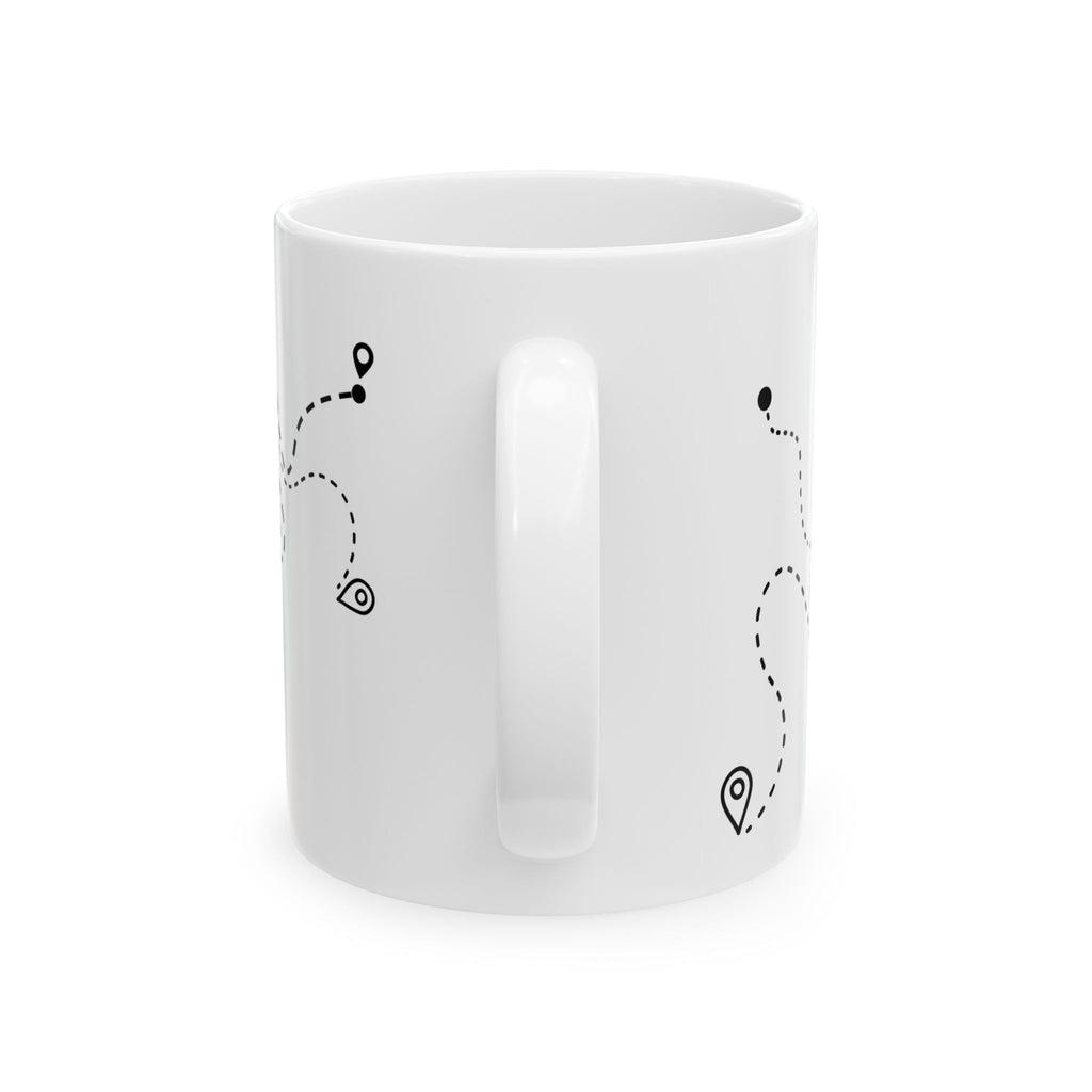 The Essentials Adventure Map #3 White Ceramic Mug — Nautical Compass Life & Treasure Trail Cup (11oz/15oz)