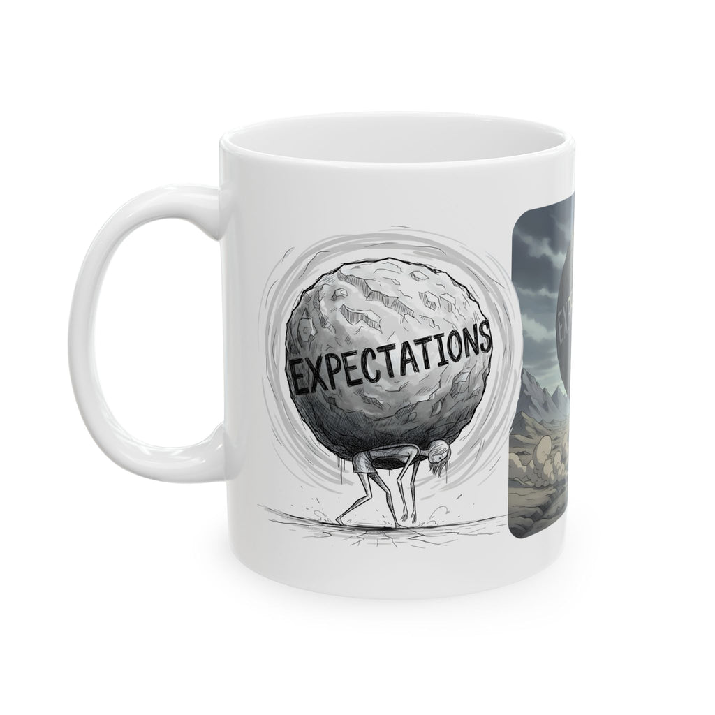 Unbreakable Spirit, Common Threads White Ceramic Mug, (11oz, 15oz), Resilience Overcoming Expectations Cup