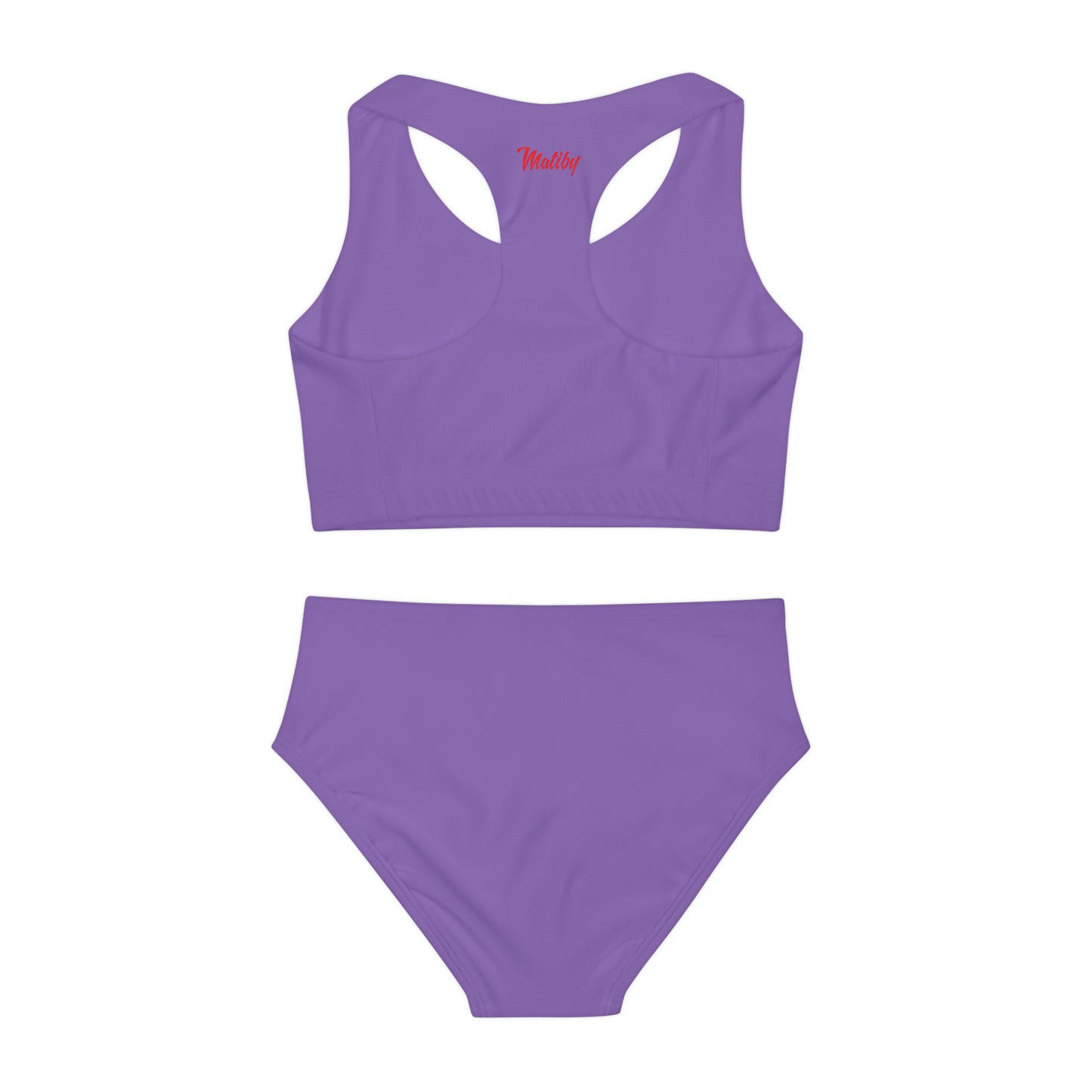 Girl's "Sunny Day" Light Purple Two Piece Swimsuit (AOP)