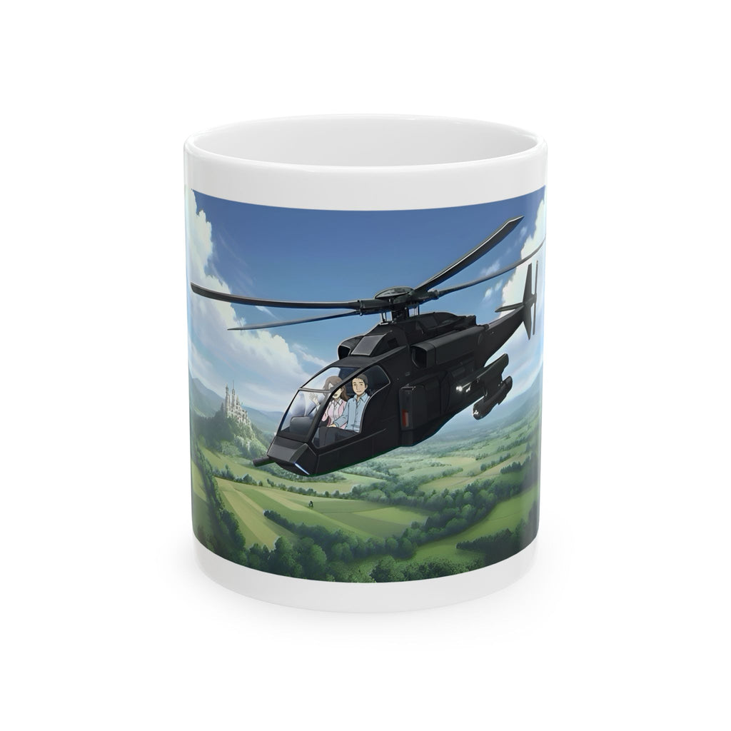 Touring Stealth Heli Scenic Blast Over Lofty Countryside White Ceramic Mug – Friends, Family & Imaginative Adventures, Celebrating Companionship, Creativity & Life’s Little Wonders Cup (11oz/15oz)