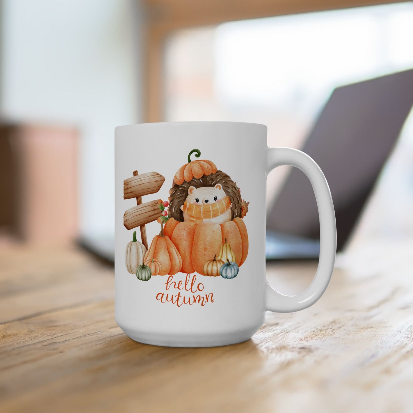 Journeys Hello Autumn Seasons of Change Ceramic Mugs, Gifts for Pet Lovers, Mugs for Cute Animal Lovers, Cute Seasonal Mugs, Mug for All Occasions, Thanksgiving Mug