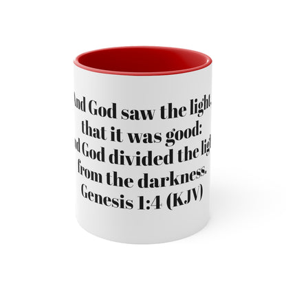 Bible Speaks Gen 1:4 Accent Mug, 11oz