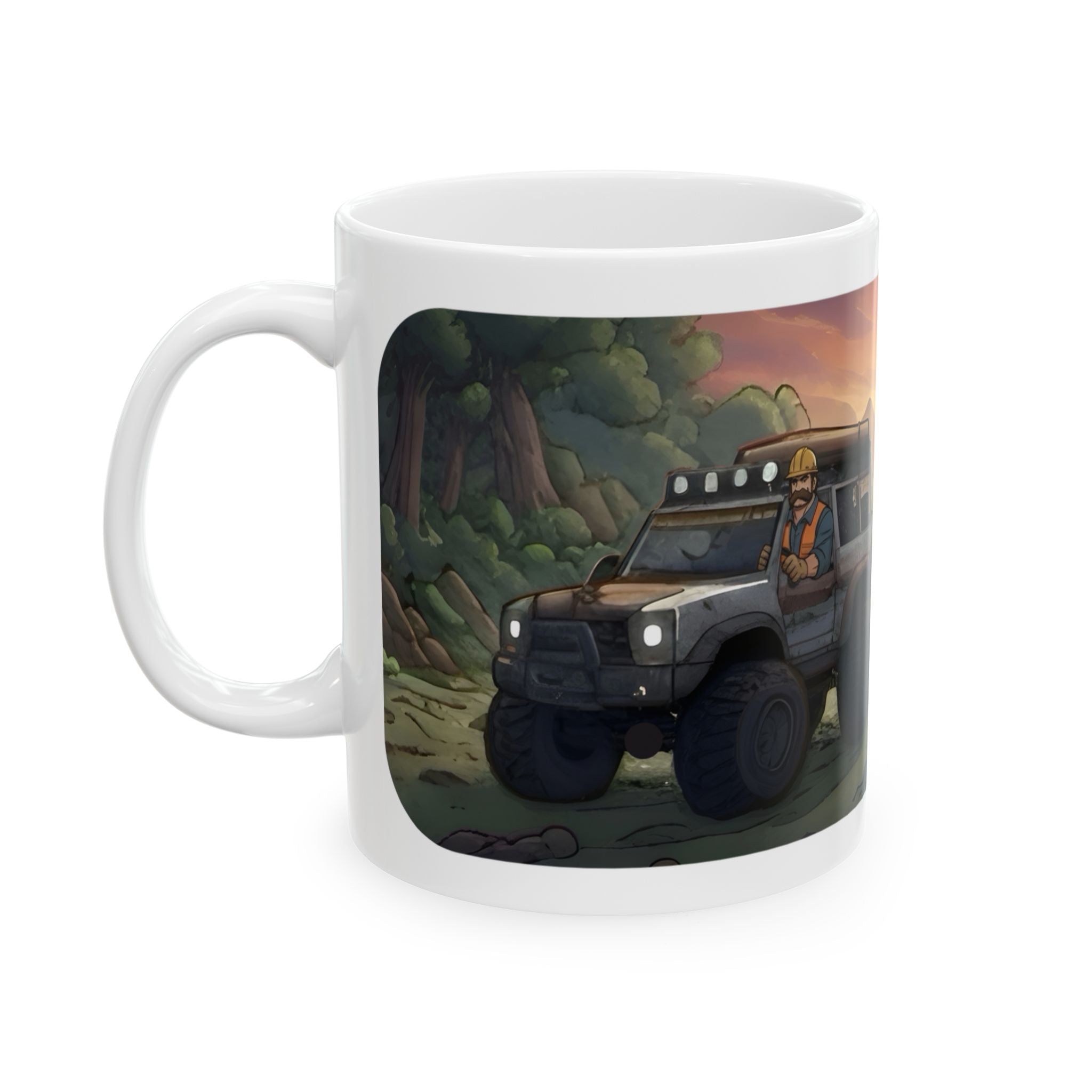 Adventure 4x4 Trucks #27, Utility and Salvage Workers White Ceramic Mug — Find Your Path To The Essentials Cup (11oz & 15oz)