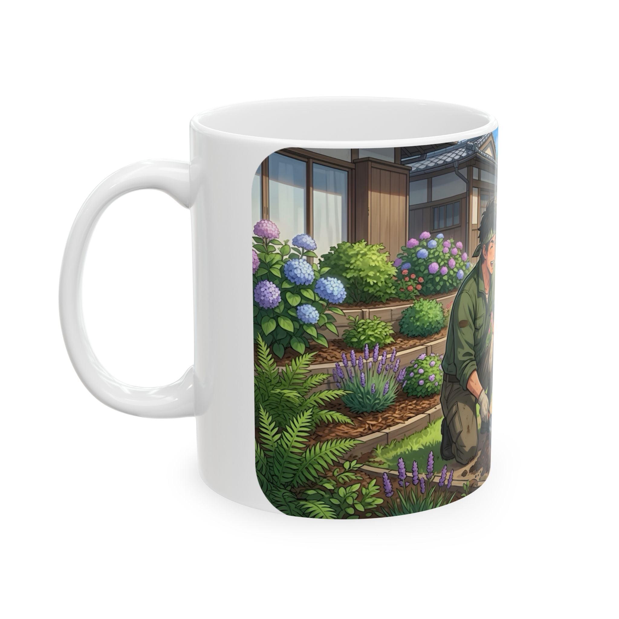 Gardening Couple White Ceramic Mug – Joy Planting Together Countryside Cup 11oz/15oz
