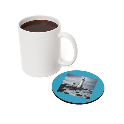 Matiby Lighthouse Turquoise Cork Back Coaster