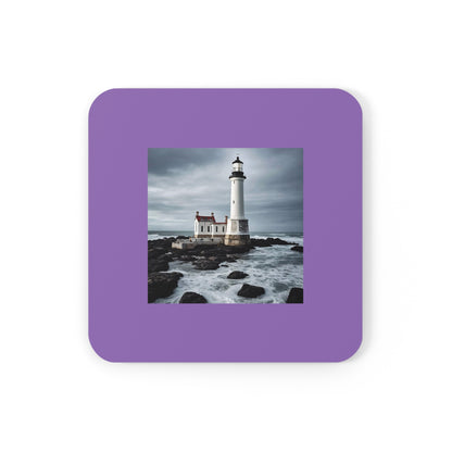 Matiby Lighthouse Light Purple Cork Back Coaster