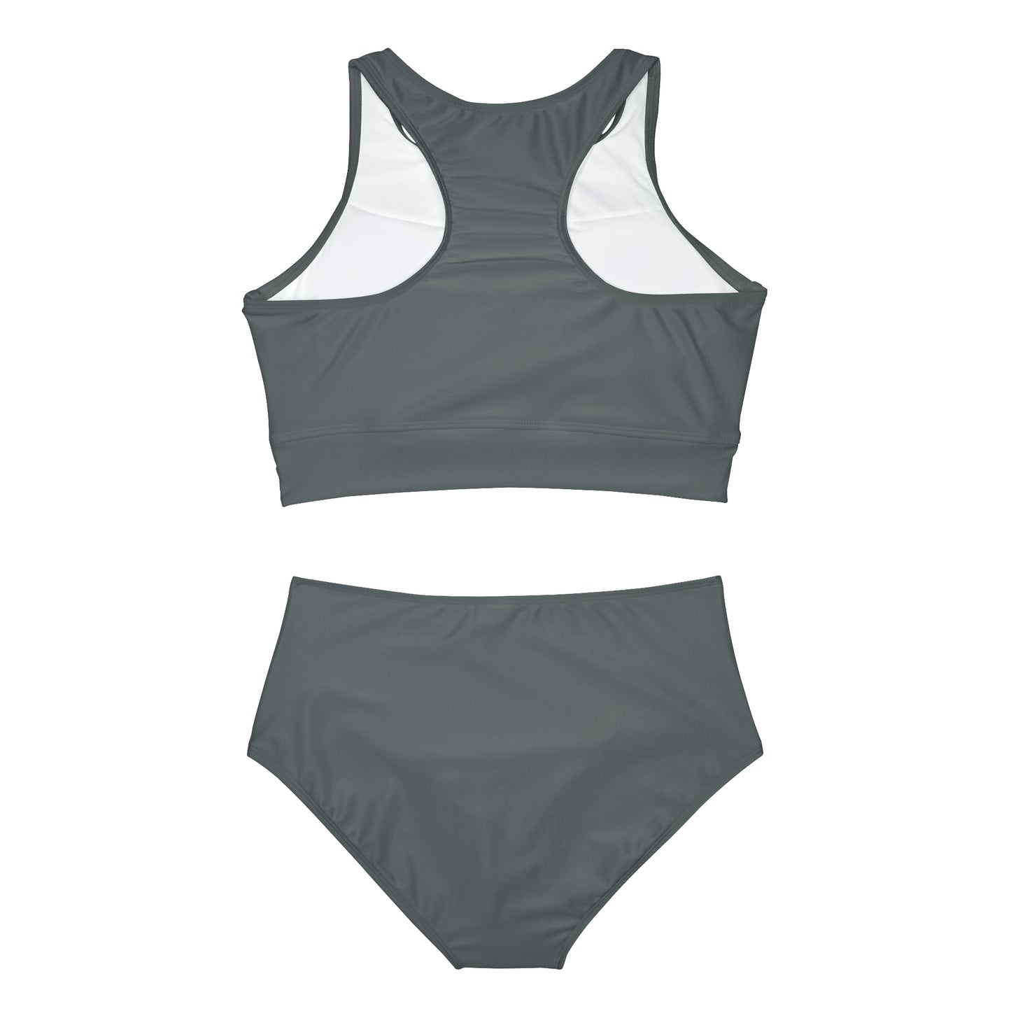 Dark Grey Sporty Bikini Set (AOP)