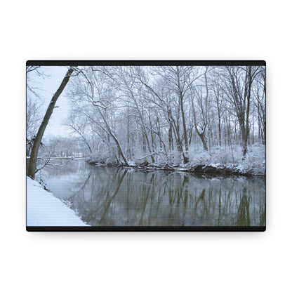 Winter River Black Canvas Gallery Wraps