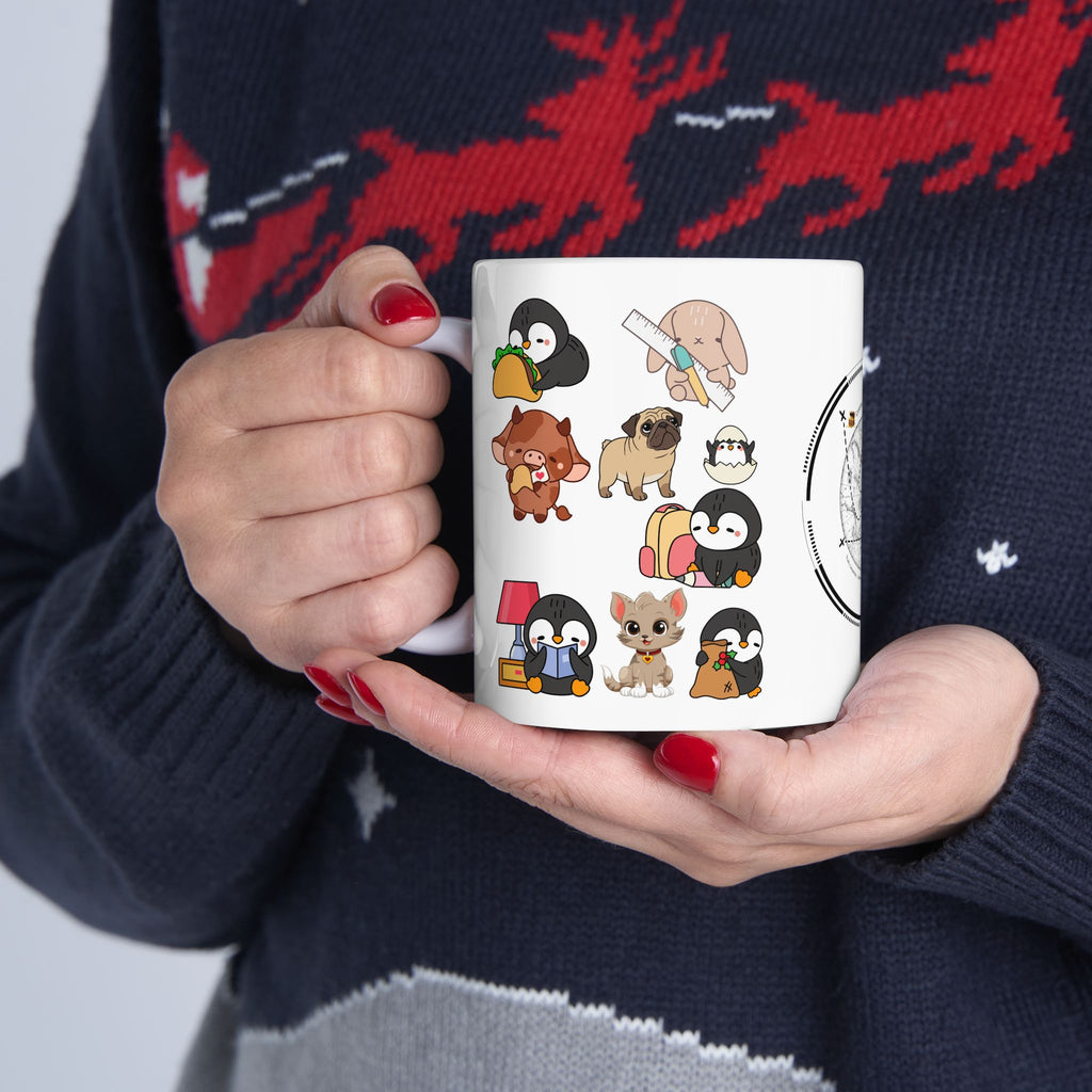 Playful & Cute Pets Decor #5 White Ceramic Mug — Adorable Animals To Brighten Your Day Cup (11oz & 15oz)