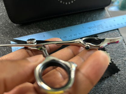 Close up view of scissors rings.